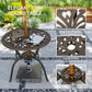 Outsunny 3 Pieces Cast Aluminum Bistro Set, Outdoor Patio Furniture Set with Umbrella Hole for Garden Balcony, Bronze | The Comfy Couch Canada