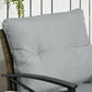 Outsunny Patio Wicker 3 Pieces Rocking Chair Set, PE Rattan Bistro Set with Padded Cushions, Rocker Chairs and Two-tier Iron Plate Top | The Comfy Couch Canada
