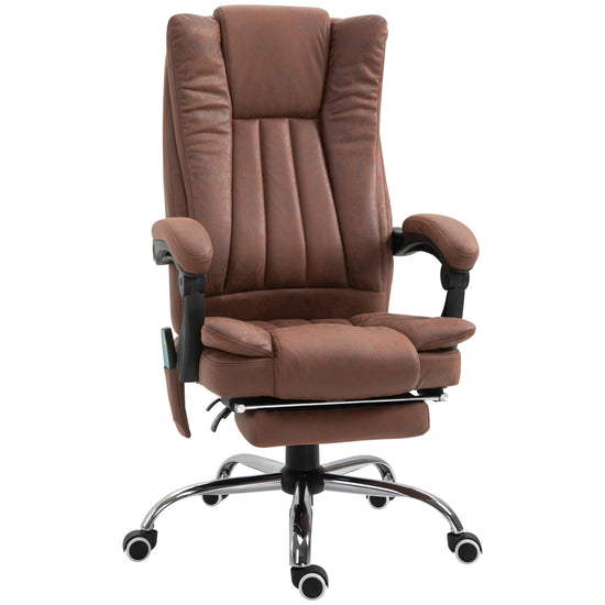 Vinsetto Vibration Massage Office Chair: 6-point Micro Fiber Recliner, Retractable Footrest, Brown | The Comfy Couch Canada