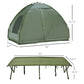 Outsunny Camping Combo Set All in 1 Portable Folding Tent Cot Air Mattress Carry Bag Pump Sleeping Shelter Dark Green | The Comfy Couch Canada
