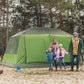 Outsunny Tunnel Tent Camping Shelter w/ Porch, Two Rooms, Lamp Hook, Portable Carry Bag, Green | The Comfy Couch Canada
