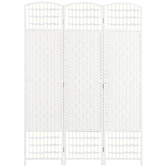 HOMCOM 3-Panel Folding Room Partition: Portable Privacy Screen, Wave Fiber Room Partition for Home Office, White | The Comfy Couch Canada