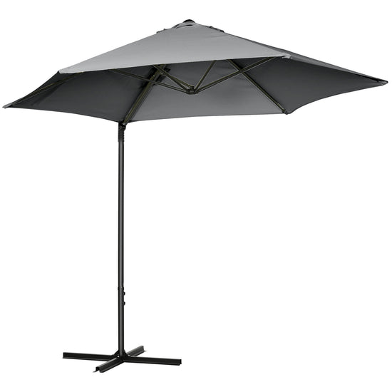 Outsunny 8.5FT Cantilever Roma Parasol Outdoor with 360å¡ Rotation Cross Base Offset Patio Umbrella Garden Dark Grey | The Comfy Couch Canada