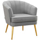 HOMCOM Elegant Living Accent: Fabric Armchair with Gold Metal Legs for Home Office, Bedroom, Grey Finish | The Comfy Couch Canada