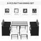 Outsunny 9PC Patio Wicker Dining Set PE Rattan Garden Sofa Space-Saving Outdoor Furniture Armchairs Included | The Comfy Couch Canada