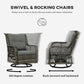 Outsunny 3 Piece Outdoor Bistro Set, Wicker Patio Furniture Set with Swivel Glider Chairs for Balcony, Porch, Grey | The Comfy Couch Canada