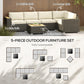 Outsunny 6 Pieces Outdoor Rattan Patio Furniture Set with Corner Sofa, Wood-Plastic Coffee Table, Light Khaki | The Comfy Couch Canada