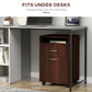 HOMCOM Small Filing Cabinet 24" Open Compartment Drawer Wheels Home Office Storage Espresso Wood Furniture | The Comfy Couch Canada