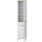 HOMCOM 67" Tall Bathroom Cabinet, Narrow Bathroom Storage Cabinet with 3 Open Shelves, Drawer and 2 Adjustable Shelves, White | The Comfy Couch Canada