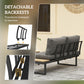 Outsunny 3 Pieces Aluminum Corner Patio Furniture Set Sectional Outdoor Sofa Set with 2 Loveseats Wood-Plastic Coffee Table Grey | The Comfy Couch Canada
