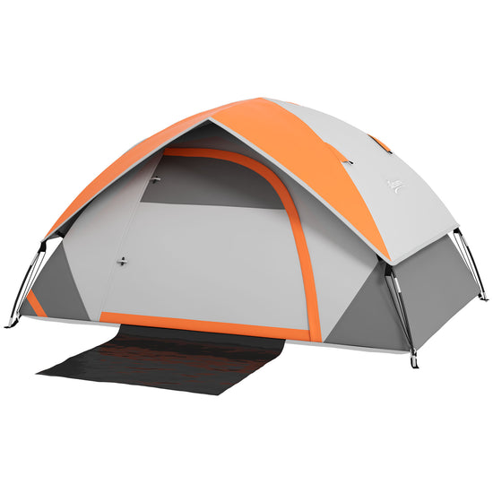 Outsunny 3000mm Waterproof Camping Tent for 2 Man, with Sewn-in Groundsheet and Carry Bag, Grey and Orange