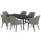 Outsunny 7 Piece Wicker Patio Furniture Set with Cushions, Umbrella Hole, Slatted Table Top, for Backyard, Porch, Garden, Balcony | The Comfy Couch Canada