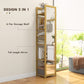 HOMCOM 6-Tier Bamboo Bathroom Shelves with Mirror, Freestanding Bathroom Rack with 6 Slatted Shelves, Nature Wood | The Comfy Couch Canada