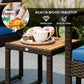 Outsunny 3 Pieces Wicker Patio Furniture Set, Rattan Bistro Set w/ Acacia Wood Table & Removable Cushions, Dark Blue | The Comfy Couch Canada
