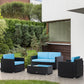 Outsunny 4PC Sky Blue Patio Wicker Sofa Set Outdoor PE Rattan Conversation Furniture with Tempered Glass Table-top | The Comfy Couch Canada