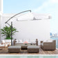 Outsunny 9FT Offset Cantilever Patio Umbrella: White Easy Tilt Cross Base 8 Ribs Durable Outdoor Shade | The Comfy Couch Canada