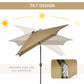 Outsunny Patio Umbrella 6.5x10ft Rectangle Solar LED Outdoor Parasol Aluminum Tilt Market Umbrella Light Coffee | The Comfy Couch Canada