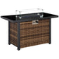 Outsunny Propane Fire Pit Table 43in Outdoor Square Fire Table, 50,000 BTU Pulse-Ignition Wicker Firepit Furniture Wind Guard | The Comfy Couch Canada