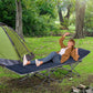 Outsunny Folding Camping Cot with Mattress Pillow Double Layer Oxford Heavy Duty Sleeping Cot Carry Bag Grey Blue | The Comfy Couch Canada