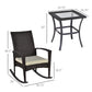 Outsunny Rocking Chair Set 3pc Rattan Wicker Outdoor Patio Furniture with Side Table Comfortable Brown | The Comfy Couch Canada
