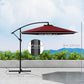 Outsunny 9.7ft Offset Patio Umbrella Garden Hanging Parasol Banana Cantilever Umbrella with Base, Crank, Wine Red | The Comfy Couch Canada
