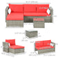 Outsunny 3pc Modern Rattan Sofa Set Wicker Patio Furniture Coffee Table Cushions Pillows | The Comfy Couch Canada