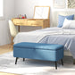 HOMCOM 40" Ottoman with Storage, Linen Upholstered Storage Ottoman Bench with Steel Legs for Living Room, Bedroom Dark Blue | The Comfy Couch Canada