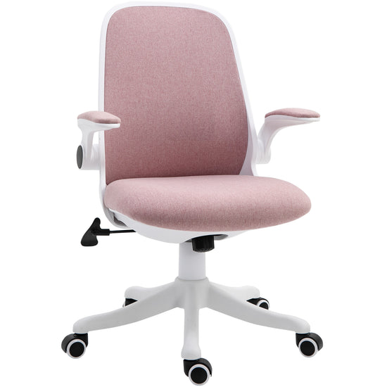 Vinsetto Breathable Fabric Office Chair 360° Swivel Task Chair with Flip-up Arms Adjustable Height Desk Chair Pink | The Comfy Couch Canada