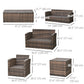 Outsunny 6 Pieces Wicker Patio Furniture Set with Cushions, 7-Seater Rattan Patio Sofa Set with Storage Table, Orange | The Comfy Couch Canada