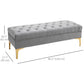 HOMCOM Button-Tufted Elegance: Modern Ottoman Bench with Entryway Shoe Storage for Living Room, Bedroom, Hallway, Grey | The Comfy Couch Canada