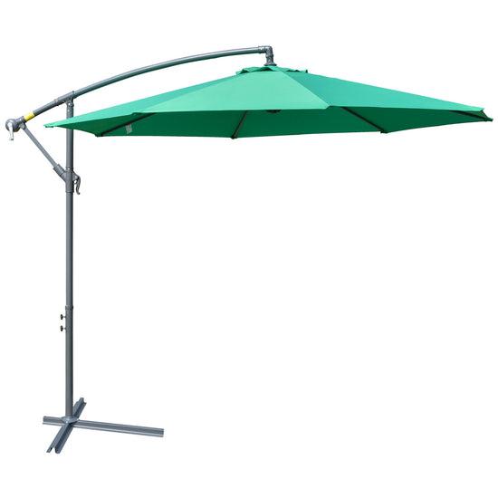 Outsunny 10ft Banana Hanging Rattan Set Sun Shade Patio Umbrella Cantilever Green | The Comfy Couch Canada