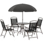 Outsunny 6PC Garden Dining Set with Umbrella Outdoor Patio Furniture Round Table Folding Chairs Cream-white | The Comfy Couch Canada