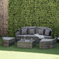 Outsunny 4 Pieces Patio Wicker Round Daybed Outdoor Rattan Garden Lounge Furniture Sets Sectional Sofa Set Grey | The Comfy Couch Canada