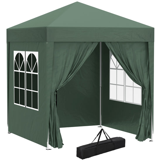 Outsunny 6.6x6.6ft Pop Up Party Tent Green Outdoor Folding Gazebo Canopy with Side Walls | The Comfy Couch Canada