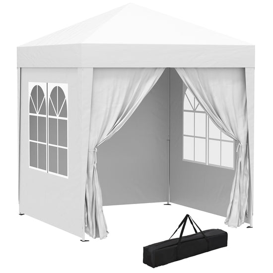Outsunny Pop Up Party Tent 6.6x6.6ft Outdoor Folding Gazebo Canopy with Side Walls Easy Setup for Events White | The Comfy Couch Canada