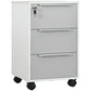 HOMCOM Mobile Filing Cabinet: 3-Drawer Vertical Unit with Lock & Wheels for Home Office, White/Grey.