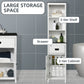 kleankin Tall Linen Storage Cabinet: Floor Standing Design, Drawer & Adjustable Shelves for Bathroom Organization, White Finish | The Comfy Couch Canada