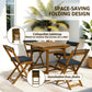 Outsunny 5 Pieces Wood Patio Dining Set, Wheeled Patio Table and Folding Chairs with Cushions for Garden Backyard Poolside, Teak | The Comfy Couch Canada