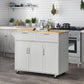 HOMCOM Multifunctional Kitchen Serving Station: Rolling Island Cart with 2 Drawers, Cabinets & Grey Finish | The Comfy Couch Canada