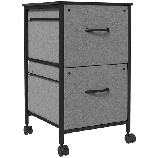 Vinsetto Fabric File Vault: Vertical 2-Drawer Cabinet with Hanging Rails for Stylish Office Document Storage, Dark Grey | The Comfy Couch Canada
