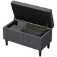 HOMCOM Storage Ottoman, Linen Fabric End of Bed Bench with Button Tufted Storage Bench for Bedroom, Grey | The Comfy Couch Canada