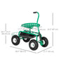 Outsunny Garden Scooter, Rolling Cart with Swivel and Adjustable Seat, Tool Tray, Bucket Basket, Green and Black | The Comfy Couch Canada