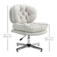 HOMCOM Computer Desk Chair, Armless Office Chair with Wide Padded Seat and Adjustable Height, Cream White | The Comfy Couch Canada