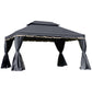 Outsunny Outdoor Patio Gazebo 13x10ft Canopy 2-Tier Roof Vented Mesh Sidewall Aluminum Frame Black | The Comfy Couch Canada