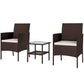 Outsunny Wicker Bistro Set, 3 Piece Patio Furniture Set with 2-Tier Glass Top Table, Cushions for Balcony, Porch, Beige | The Comfy Couch Canada
