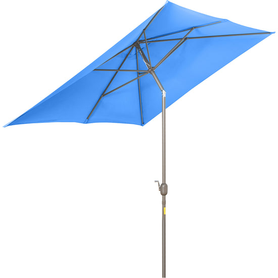 Outsunny 6.5x10ft Rectangle Aluminum Tilt Patio Umbrella Garden Market Parasol Outdoor Sunshade Canopy with Crank(Blue) | The Comfy Couch Canada