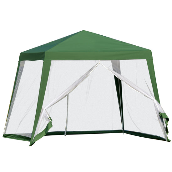 Outsunny 10x10ft Gazebo Tent with Netting Patio Canopy Outdoor Party Activity Sun Shade Garden Sun Shelter, Green | The Comfy Couch Canada