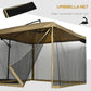 Outsunny Offset Patio Umbrella with Net and Umbrella Base, Adjustable Cantilever Canopy with Cross Base, Weight Plates & 8 Ribs | The Comfy Couch Canada