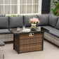 Outsunny Propane Fire Pit Table 43in Outdoor Square Fire Table, 50,000 BTU Pulse-Ignition Wicker Firepit Furniture Wind Guard | The Comfy Couch Canada