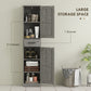 HOMCOM 67" Tall Bathroom Cabinet, Narrow Bathroom Storage Cabinet with Drawer, Barn Doors and Adjustable Shelves, Dark Grey | The Comfy Couch Canada